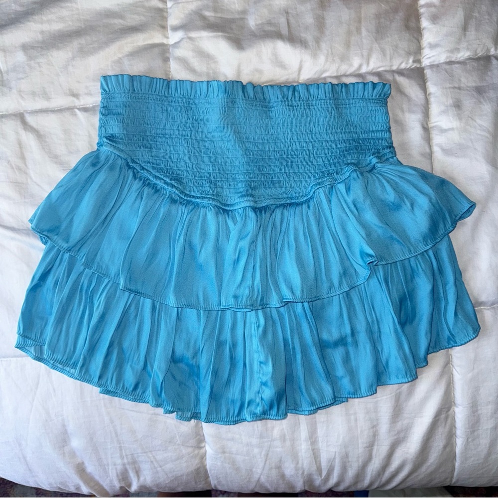 Mustard Seed Aqua Blue Tiered Mini Skirt